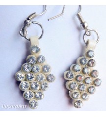 Quilled Rings Earrings White with Crystals